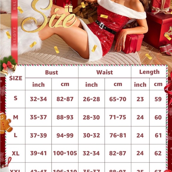 RSLOVE Christmas Lingerie For Women Santa bodysuit - Picture 3 of 5